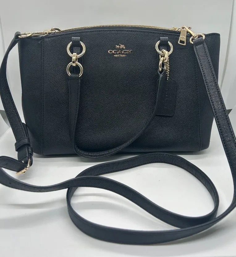 Coach Black Pebbled Leather Christie Satchel Tote Handbag Purse w/ Wallet 🌺🌺