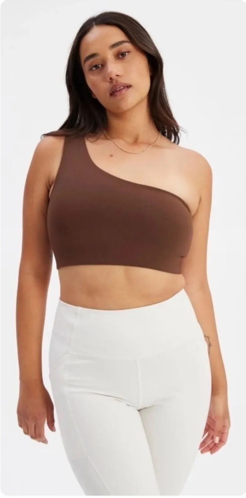Girlfriend Collective Womens Bianca One Shoulder Earth Minimalist Bra Top XL