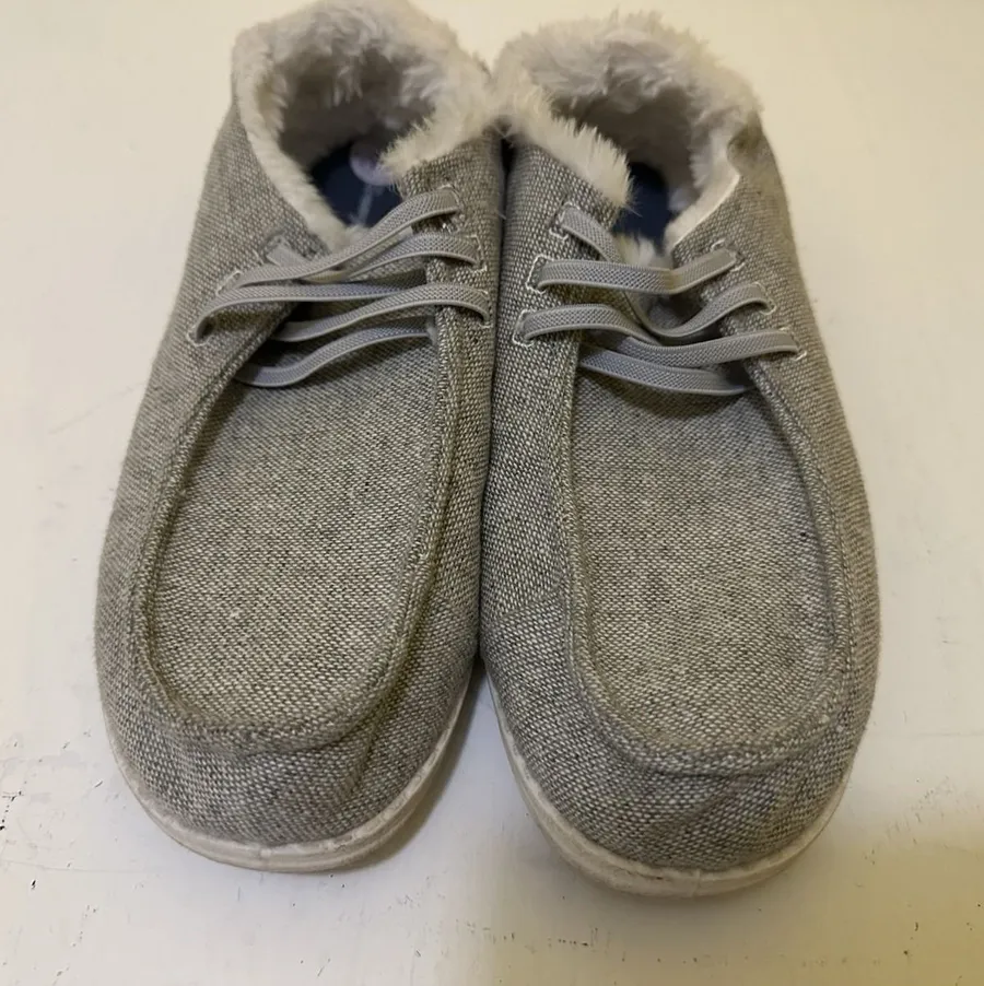 Tommy Bahama Womens Shoe Size 7.5 Slip On Shoe Gray Fabric Faux Fur Lined Shoe