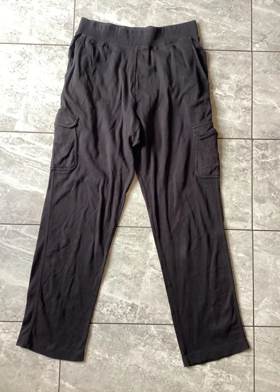Pact Organic Cotton Cargo Sweatpants Black Charcoal Womens Large Lounge Pants