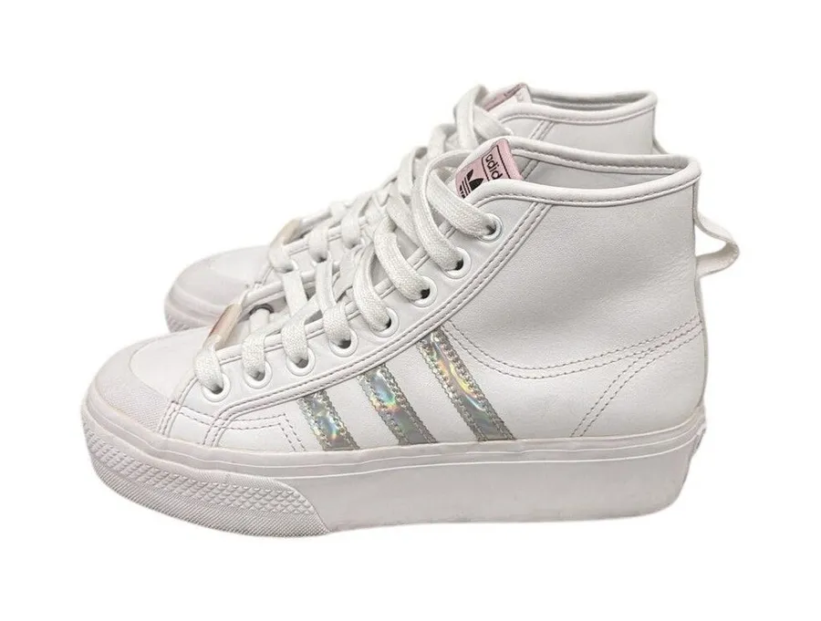 Adidas Shoes Nizza Platform Mid "White Iridescent" Sneaker Women's 6.5