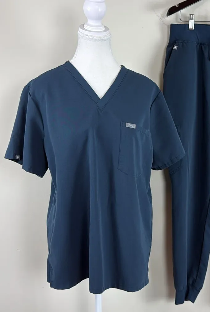 Figs Navy Blue Scrub Top & Pant Set Size XL Top & Large Bottom