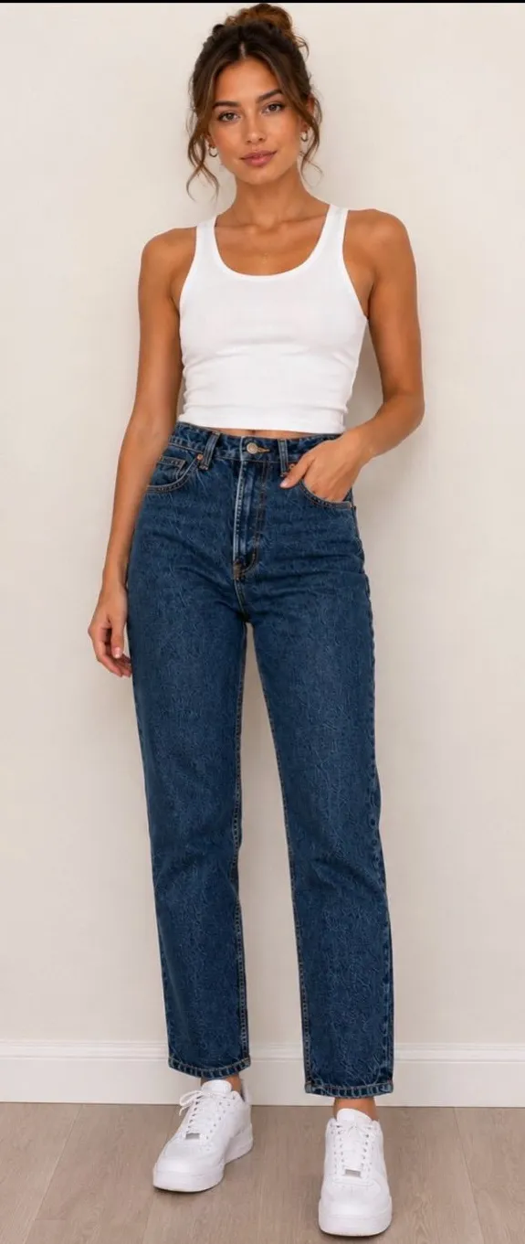 Zara Dark Blue Straight Leg Jeans size 2