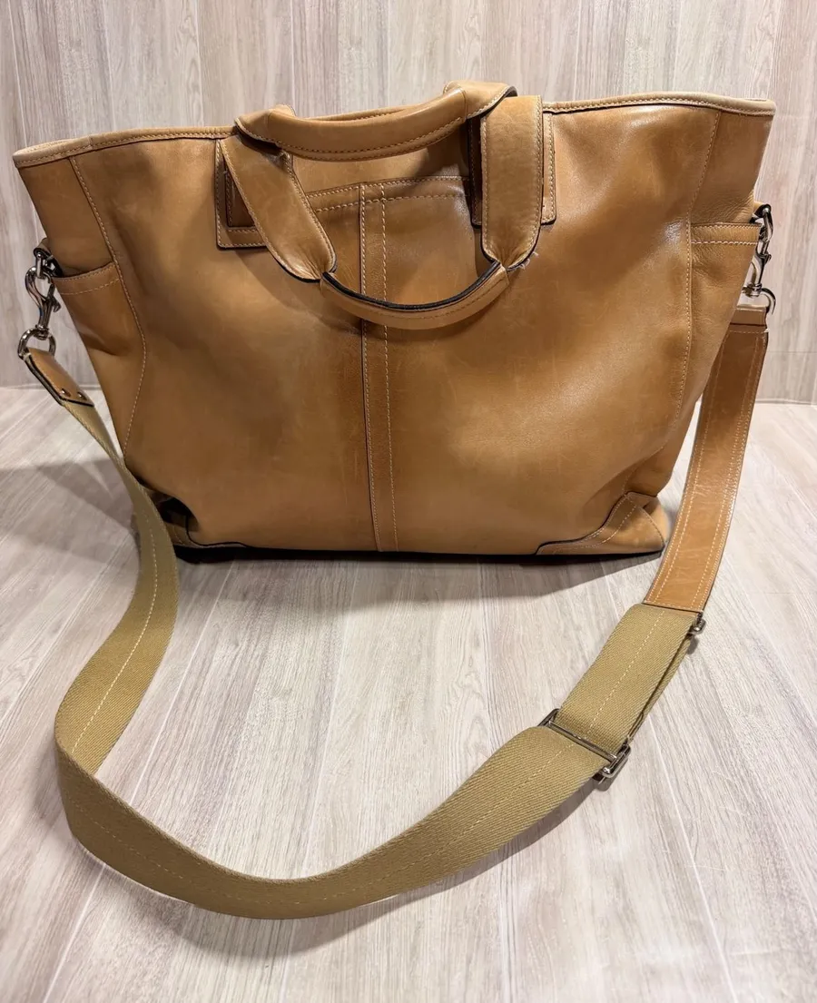 Coach Y2K Legacy Transatlantic Business Leather Tote Briefcase Bag Tan F70103