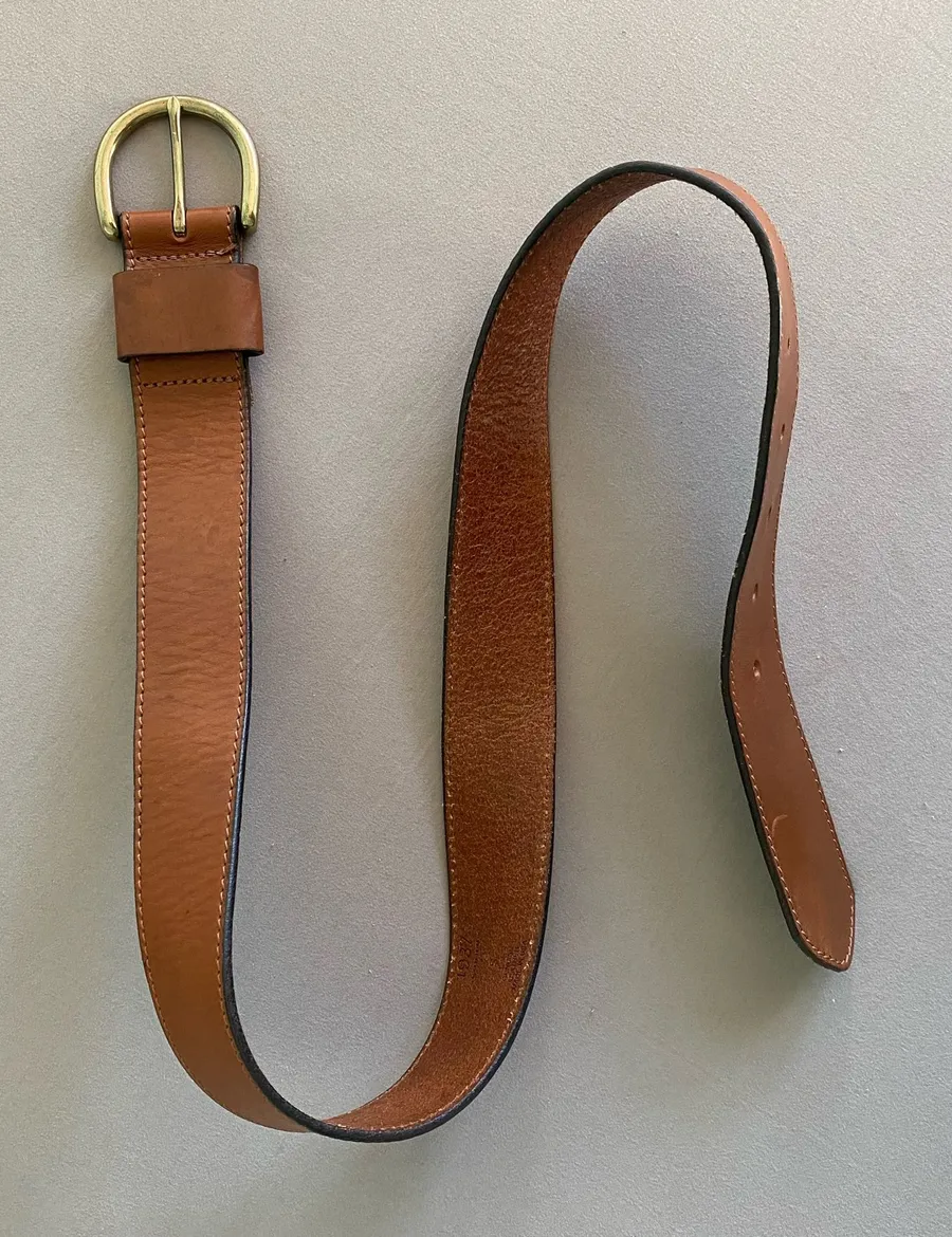 Vintage Style 1937 Brown Leather Belt