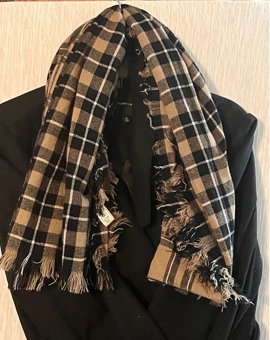 Rampage black Pea coat with Women's Plaid Scarf