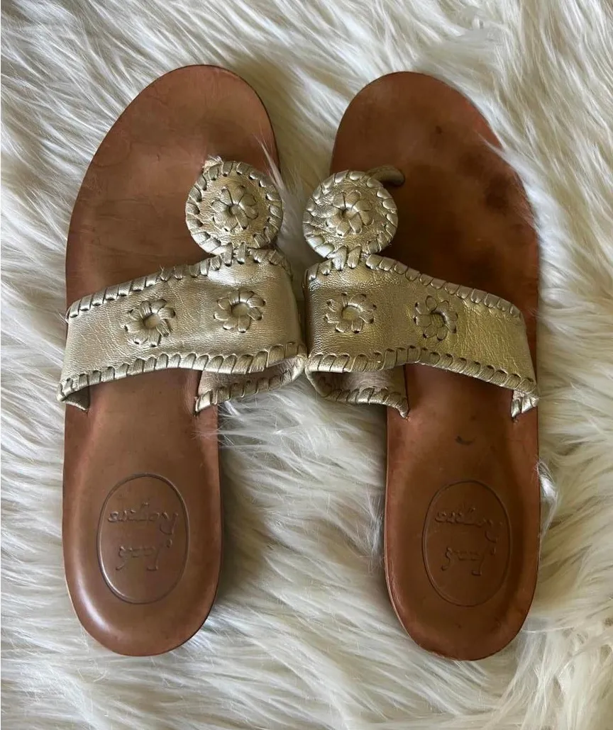Jack Rogers Metallic Gold Leather Sandals size 7