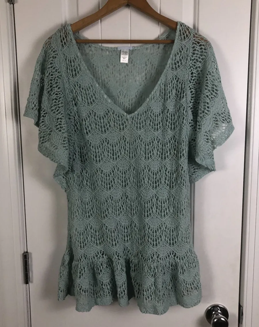 Eberjey Womens Lace Swim Coverup Mint Green Size Small / Medium Fairy Coquette