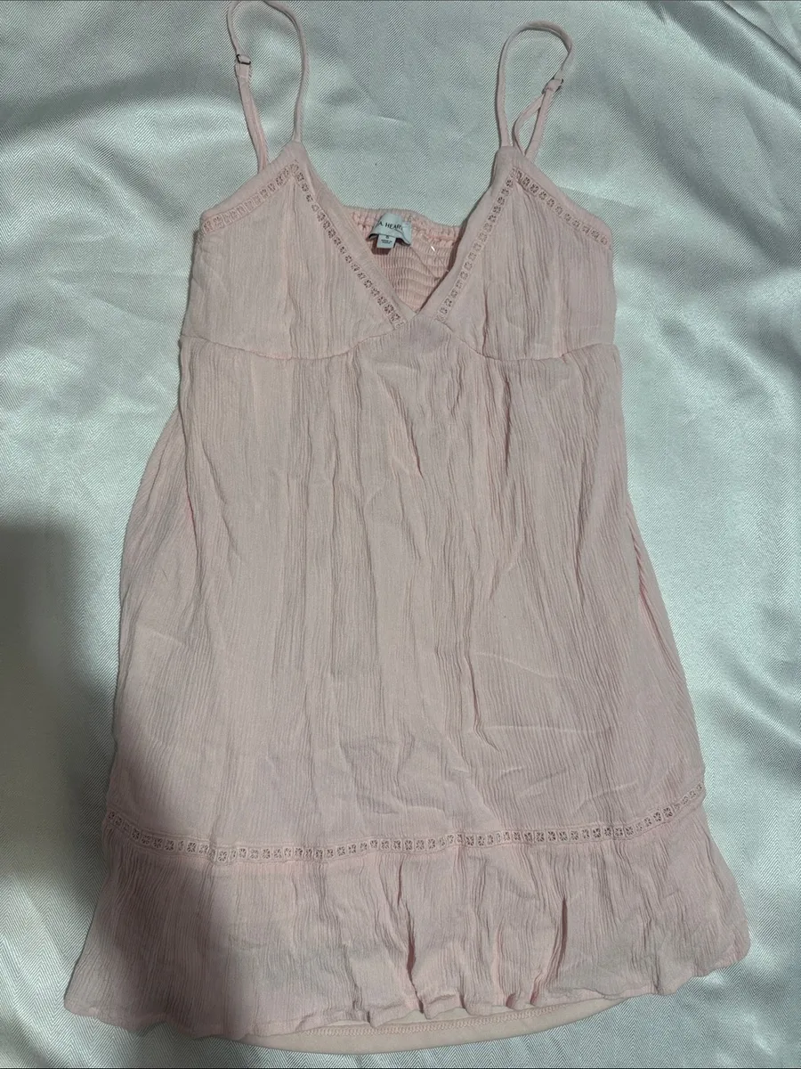 La Hearts Pale Pink Lace-Trim Spaghetti Strap Chemise