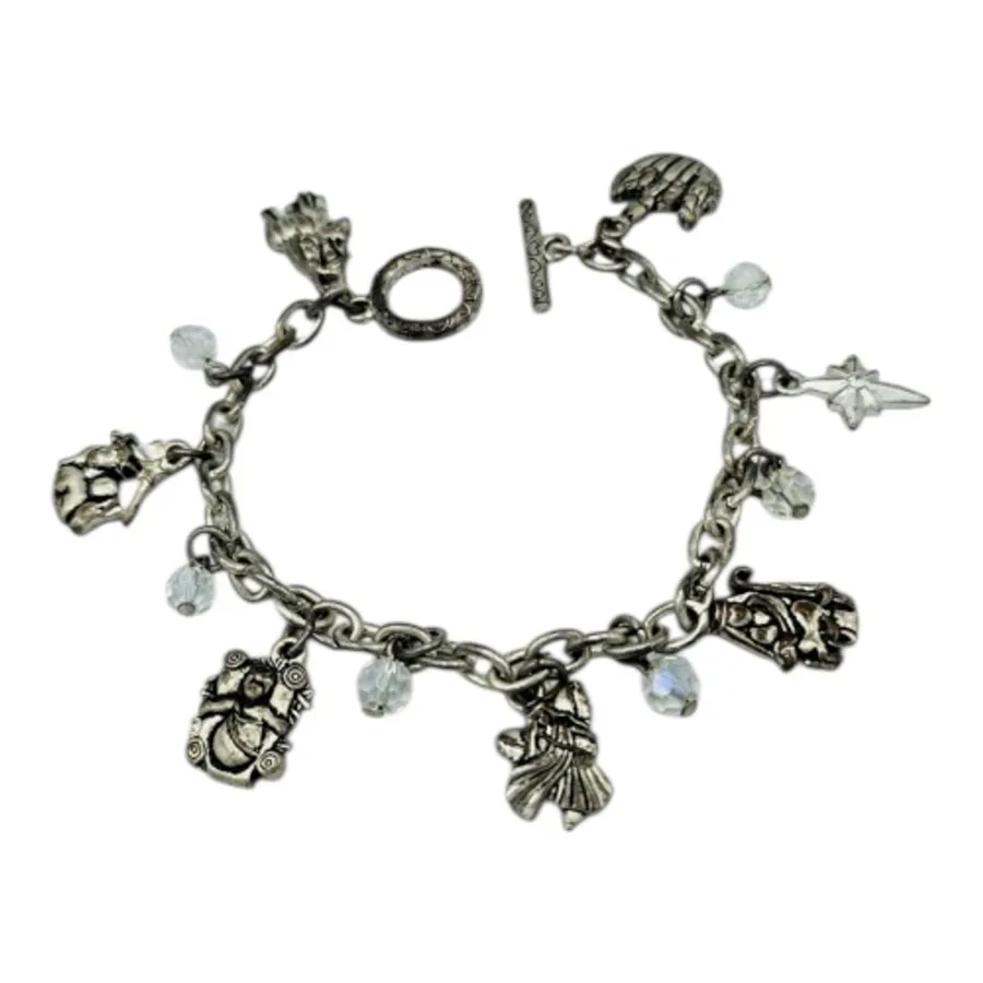 Nativity Charm Bracelet Christmas Vintage Silver Size 7.5”