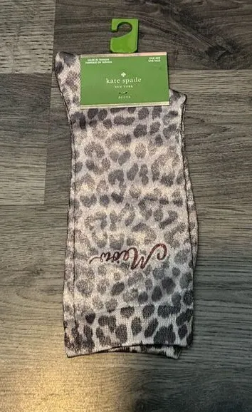 Kate Spade Leopard Meow Crew Socks Woman’s One Size (4-10)NEW