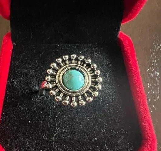 Women’s Stainless Steel Silver Simulated Faux Turquoise Ring Size 7 New Blue