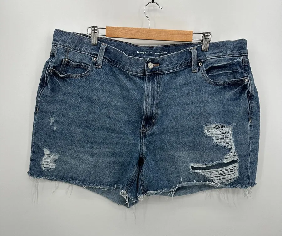 Old Navy High-Rise Slouchy Straight Denim Shorts Women Size 20 Cut Off Festival
