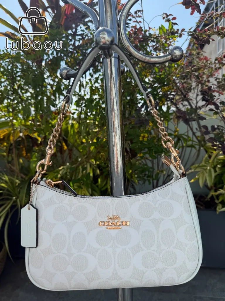 Coach White Teri Shoulder Bag in Signature Canvas