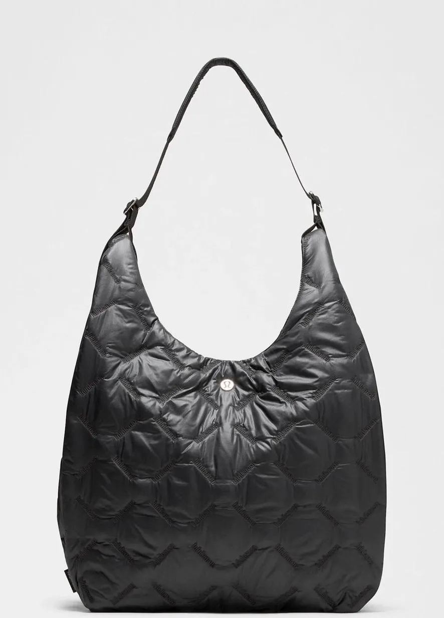 Lululemon Quilty Pleasures Shoulder Bag Women 14L Black NWT Quilted Hobo Logo