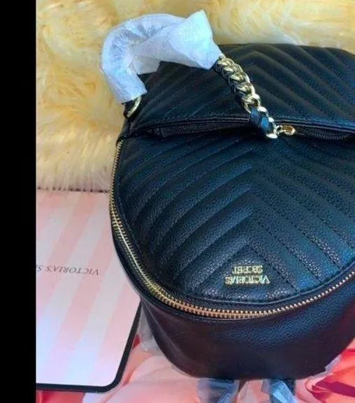 Victoria’s Secret Black Quilted Mini Backpack