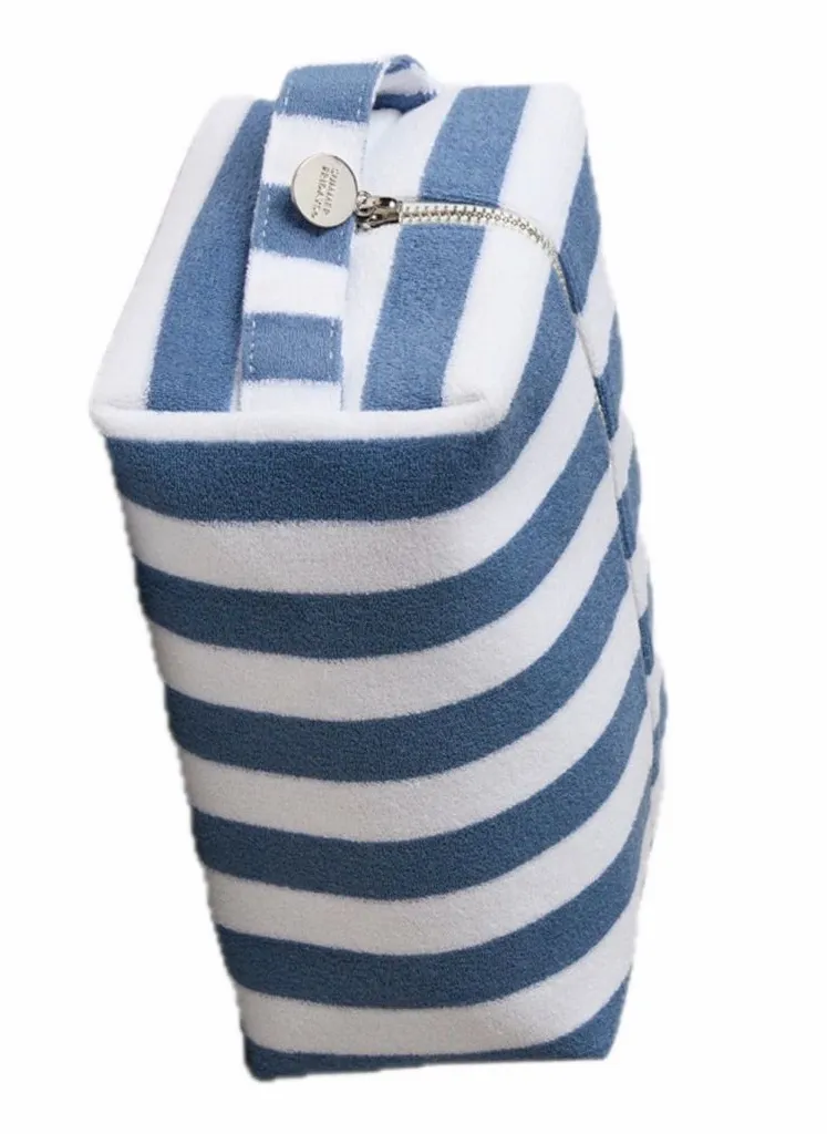 $45 Retail NWOT Limited Edition Summer Fridays Large Terry Striped Pouch Bag Blue
