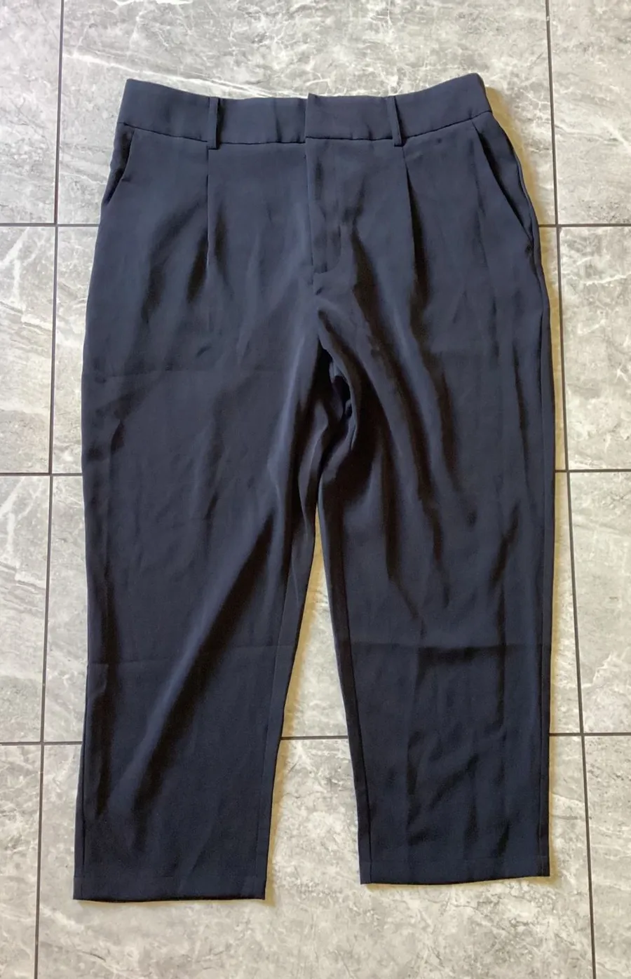 Halara NWOT Womens Pleated High Waisted Tapered Dress Pants Navy Blue Size XL