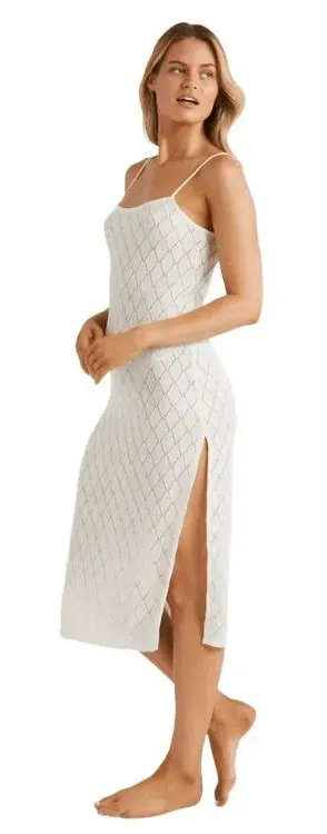 Billabong day dream off-white eyelet slip cover-up dress NWT