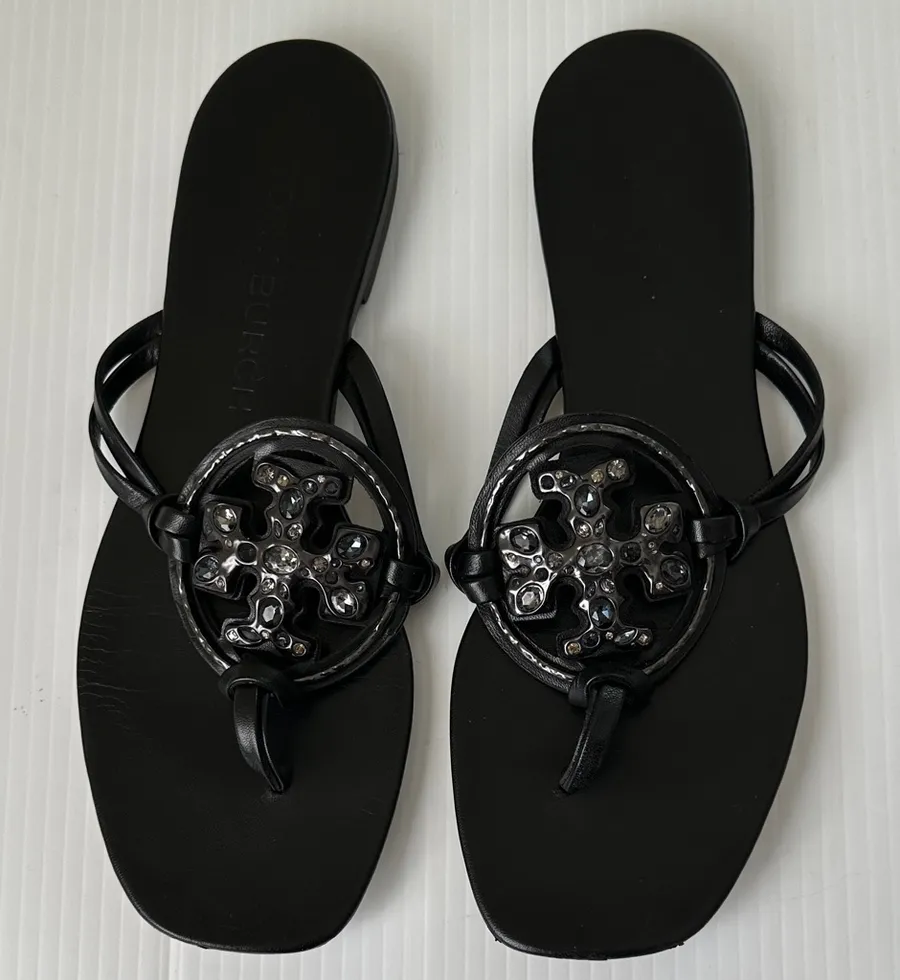 Tory Burch Jeweled Miller Sandals Perfect Black, 9.5