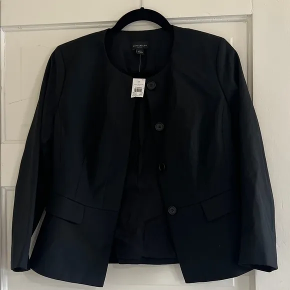 Ann Taylor Black Blazer Modern Minimalist Suit Jacket