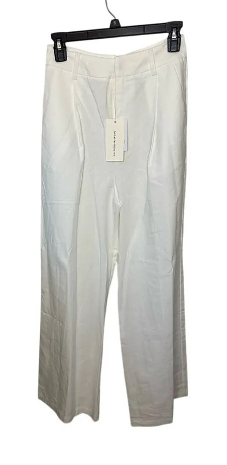 Commense White High Waist Wide Leg Trousers Career Casual Pants