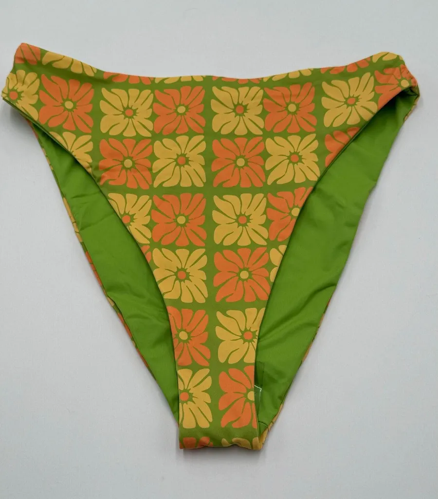 Dippin' Daisy's Womens Seashore Bikini Bottom Size Small Yellow Orange Daisy