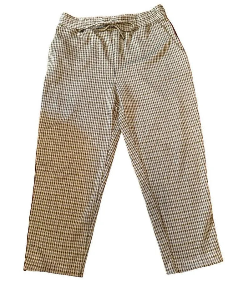 Maeve by Anthropologie Tan Plaid Pull on Pants Sz XS