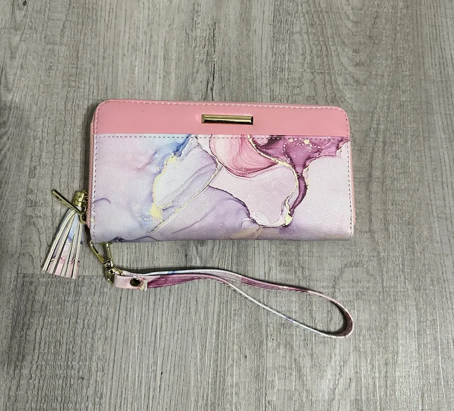 Pink Marble Wristlet Wallet