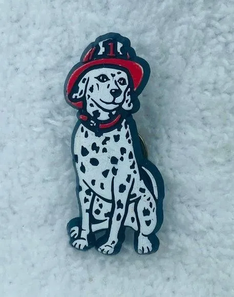 Firehouse Dalmation Dog Fire Hat Tie Tack Lapel Pin Jewelry Brooch Plastic