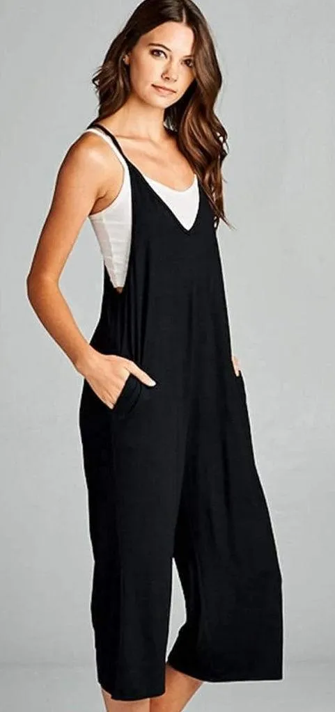 Loving People cropped onesie romper sz L black Size L