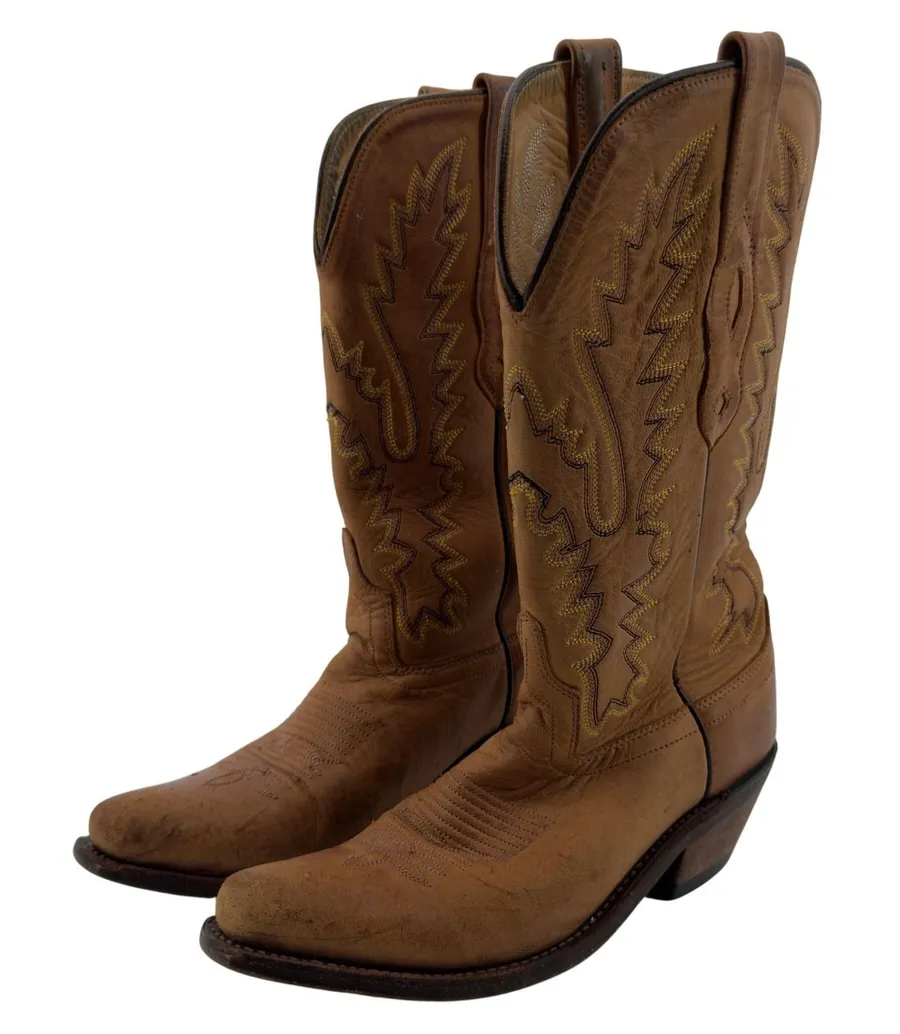 Old West Canyon Leather Snip Toe Western Boots Tan Leather Women 5 LF1529