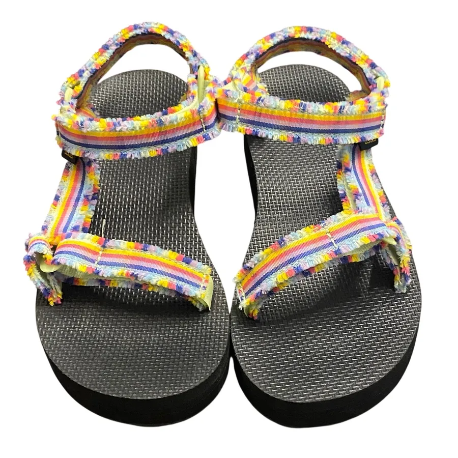 Teva Midform Universal Fray Rainbow Stripe Platform Sandals Women’s 8 EU 39