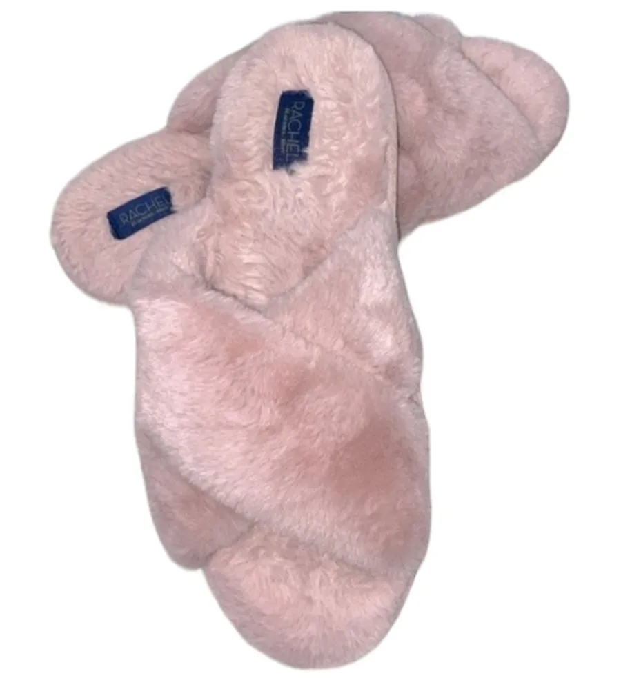 RACHEL ZOE pink furry slippers size 9-10