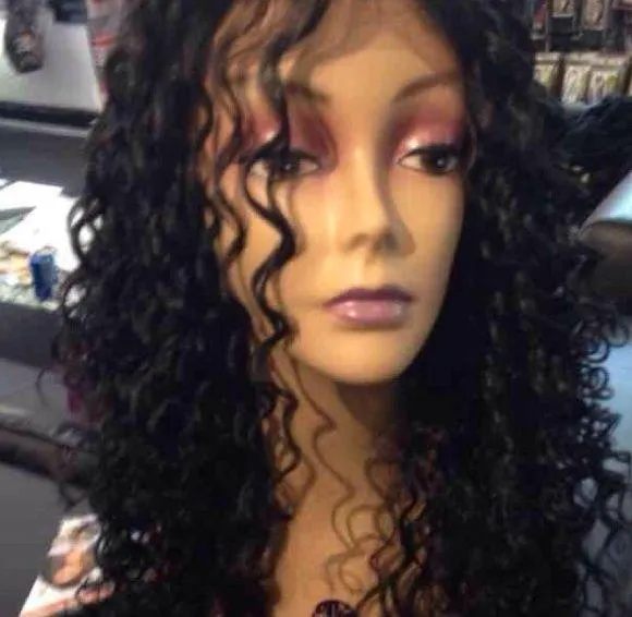 Wig curly black Long Lacefront New Lace Alopecia