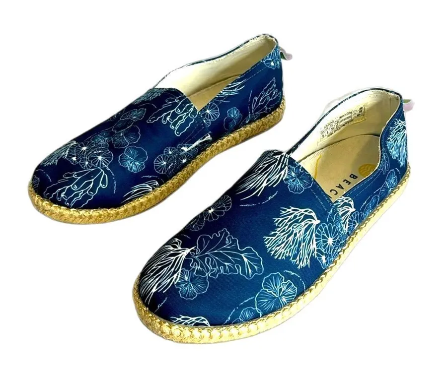 Vionic Beach Laguna Pismo Coral Sea Ocean Vegan Slip On Shoes Navy Sz 8