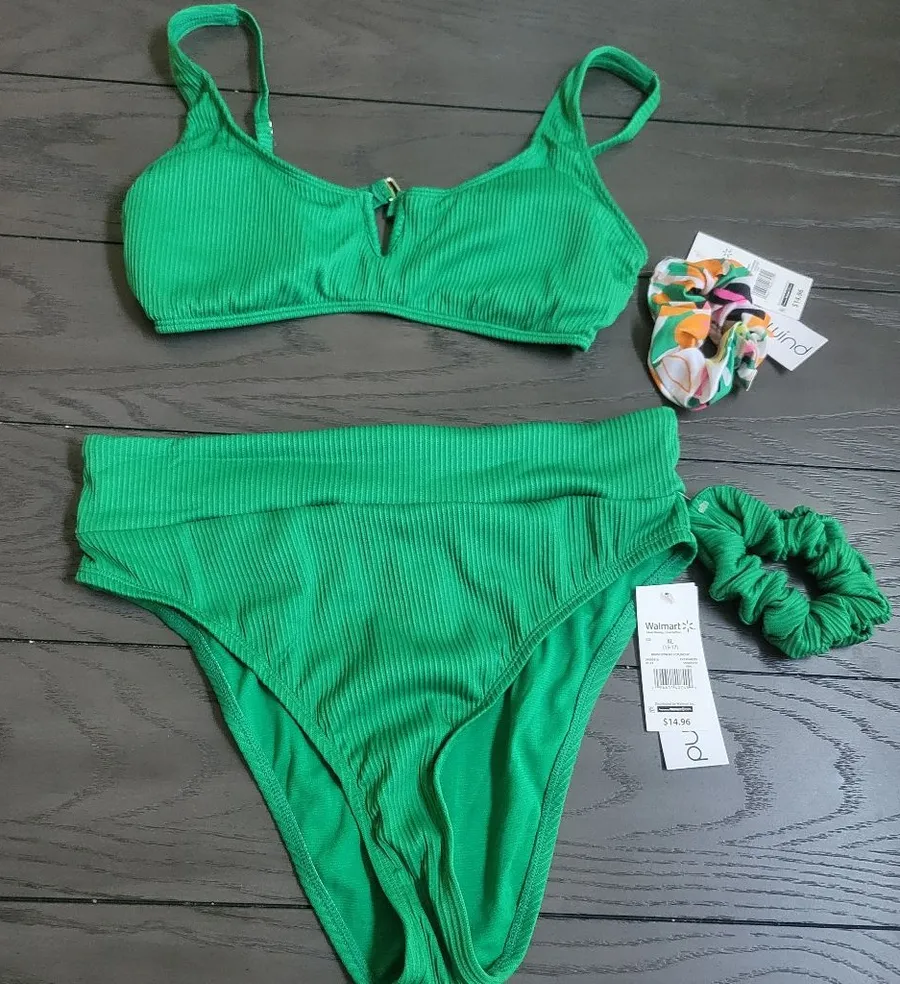 Bikini Hit Rewind by Coconut Beach swim swimwear bathing suit size xl 15/17 Green