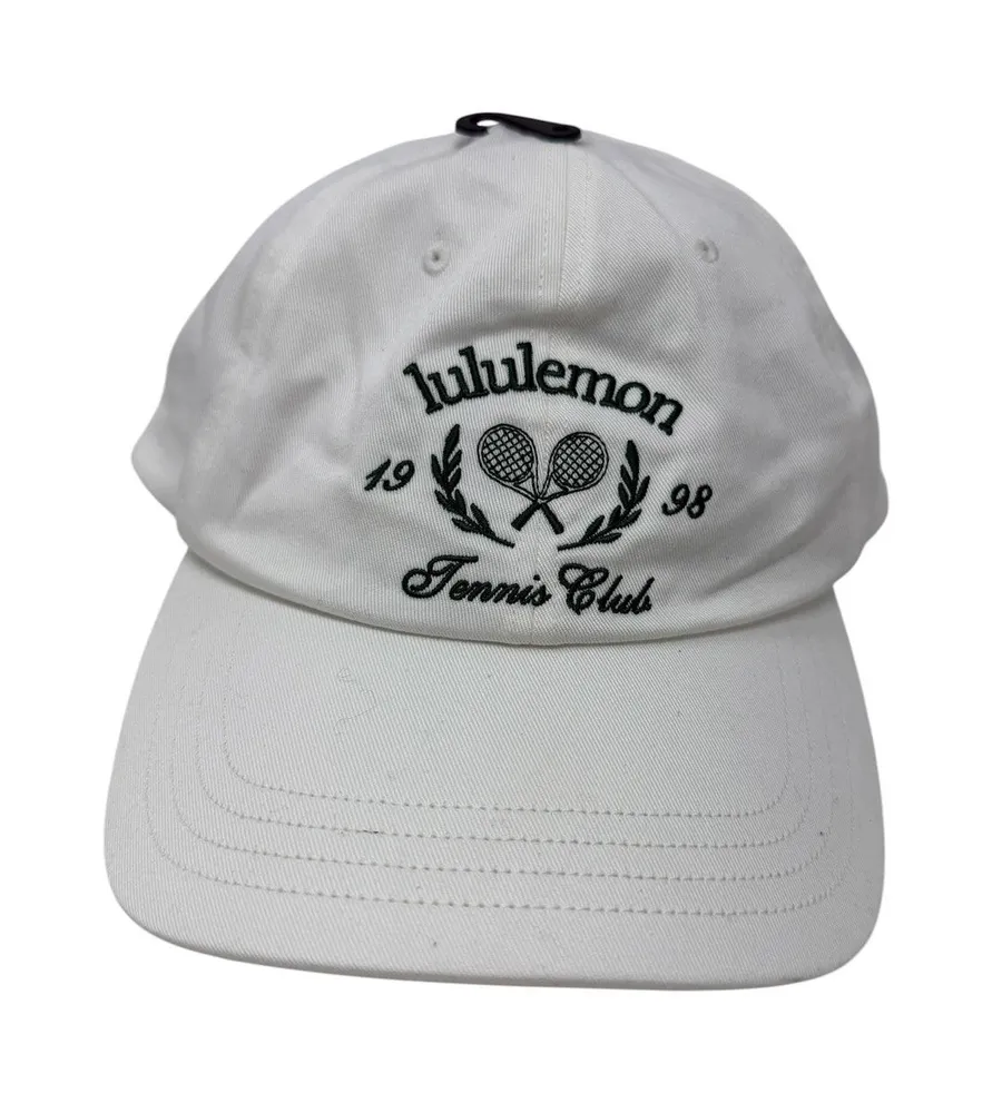 Lululemon Tennis Club Classic Ball Cap Embroidered Racquet White Green L/XL