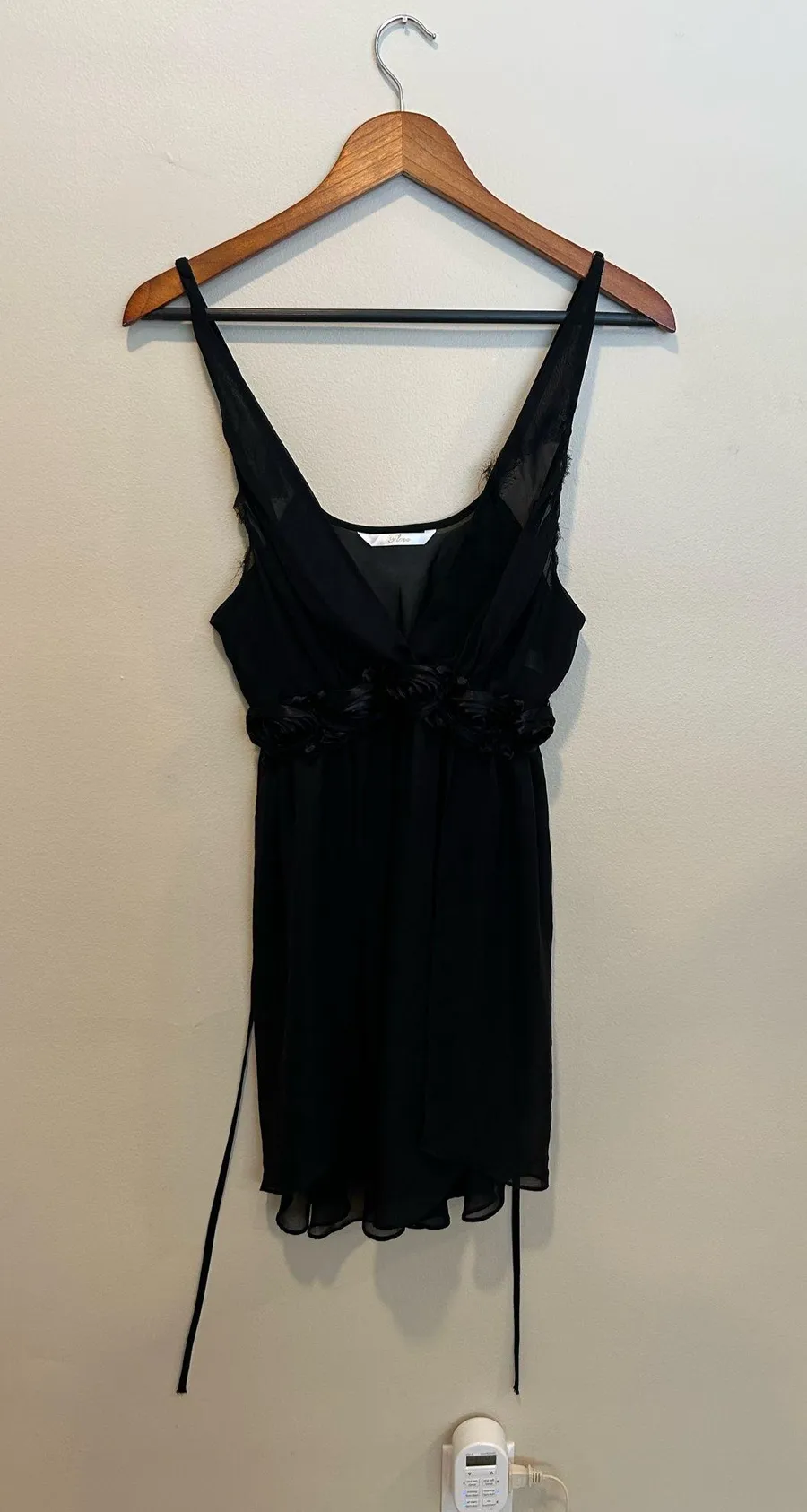Black semi sheer slip