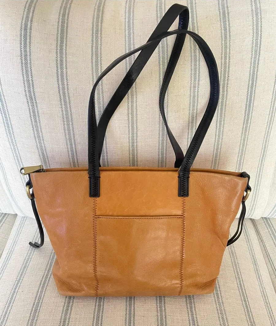 HOBO Cecily Leather Mini Tote Honey Brown Double Handle Satchel Purse Bag