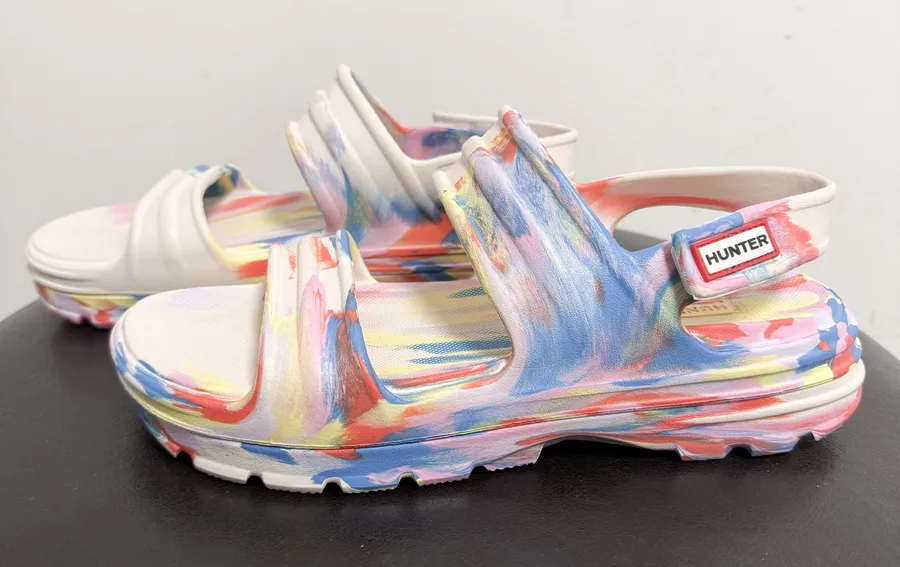 Hunter Ivory Multicolor Bloom Algae Swirl Marble Platform Sandals UK 6 US 8