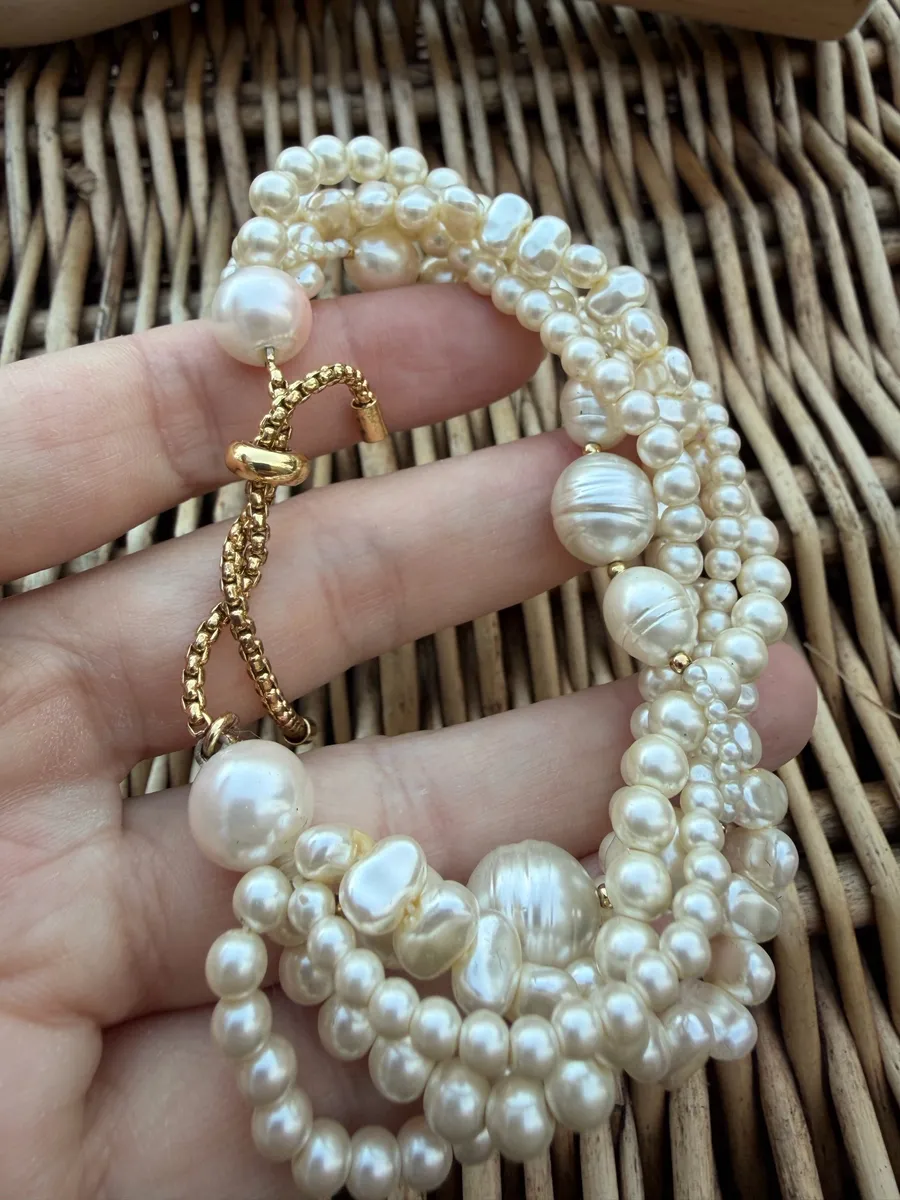 J.Crew pearl 4 Strands Natural White Cultured Freshwater Baroque Pearl Bracelet