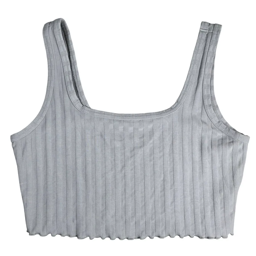 OFFLINE by Aerie OG Original Ribbed Crop Tank Top Grey Large 7967001811