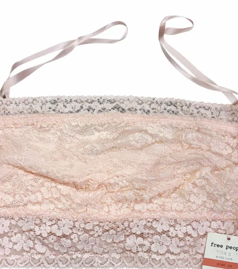 Free People Intimately Lace Bandeau Bralette XS Soft Pink NWT