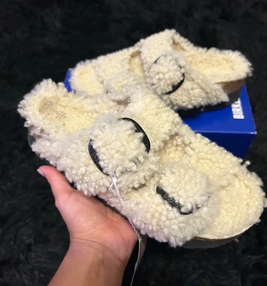 PAPILLIO by Birkenstock Arizona fir shearling sandals slippers shoes women’s eur 39 new