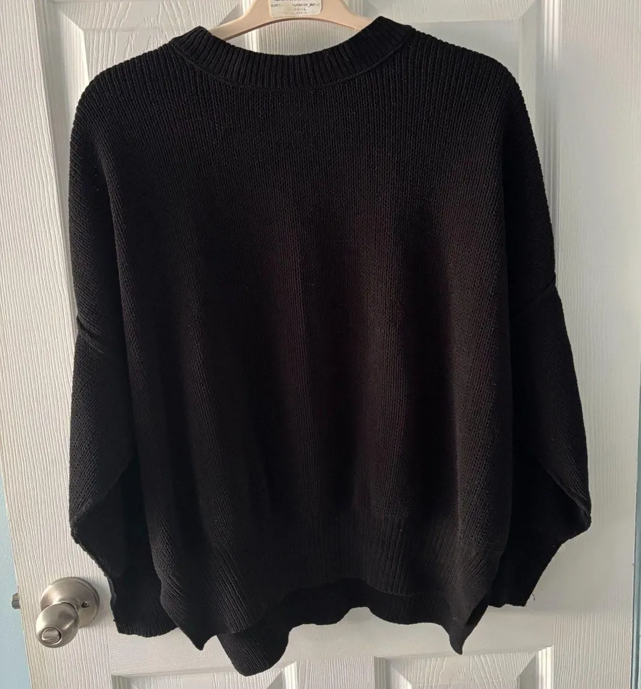 Abercrombie Fitch Womens Sweater M Black Academia University Minimalist Preppy