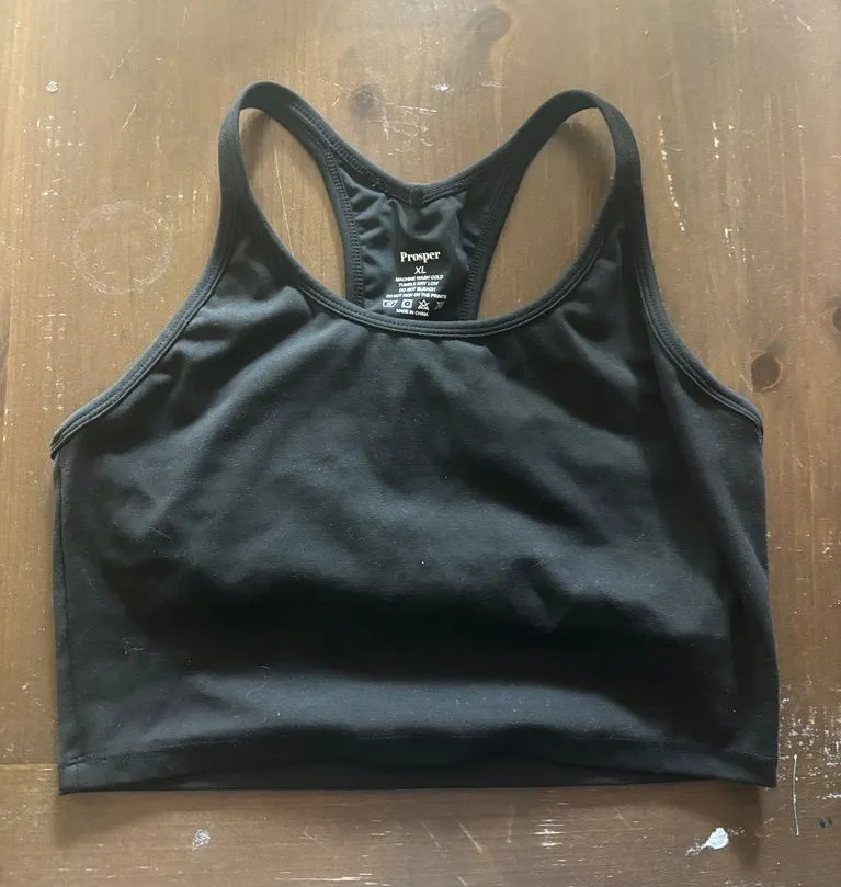 Black Racerback Crop Sports Bra