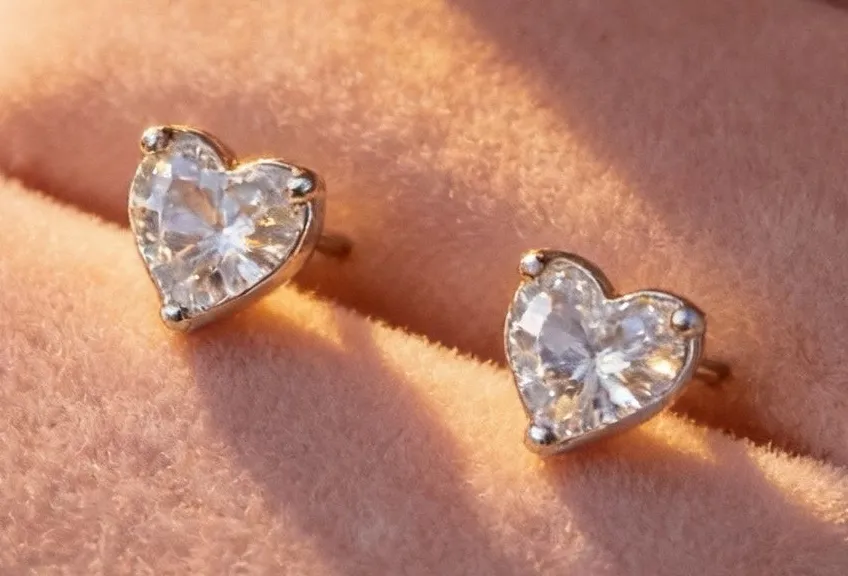 Small CZ Diamond Stud Earrings Silver