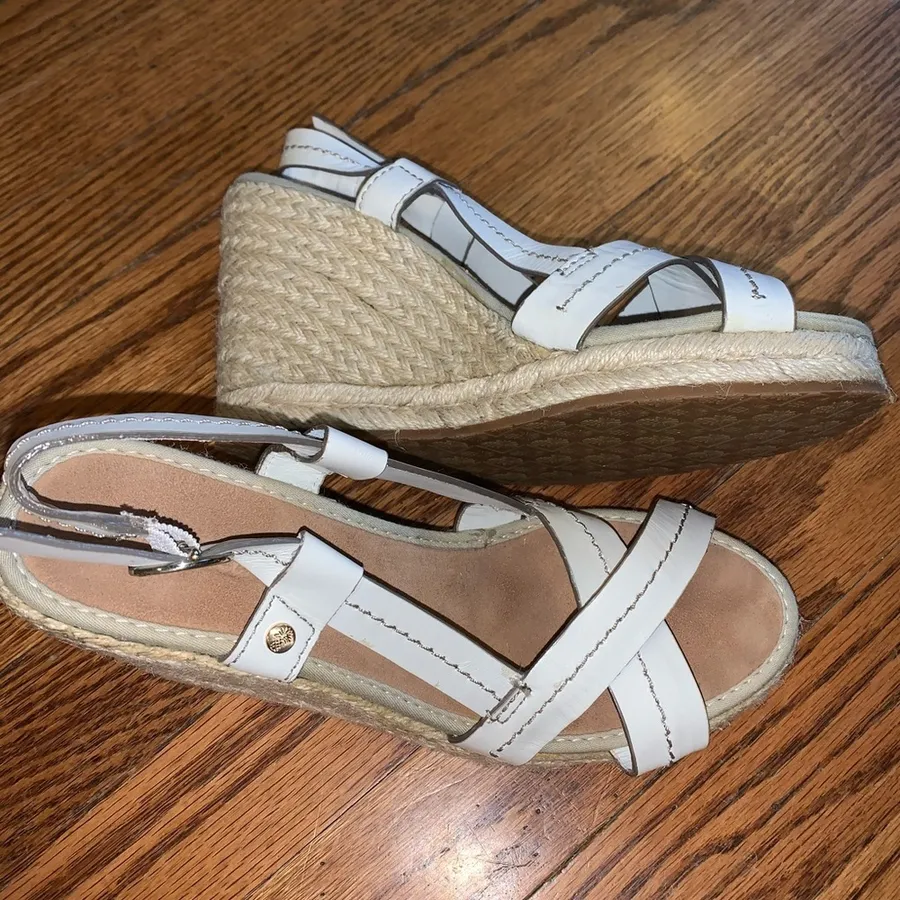 Tommy Bahama Riviera Leather Jute Wrapped Wedge Espadrilles size 7.5
