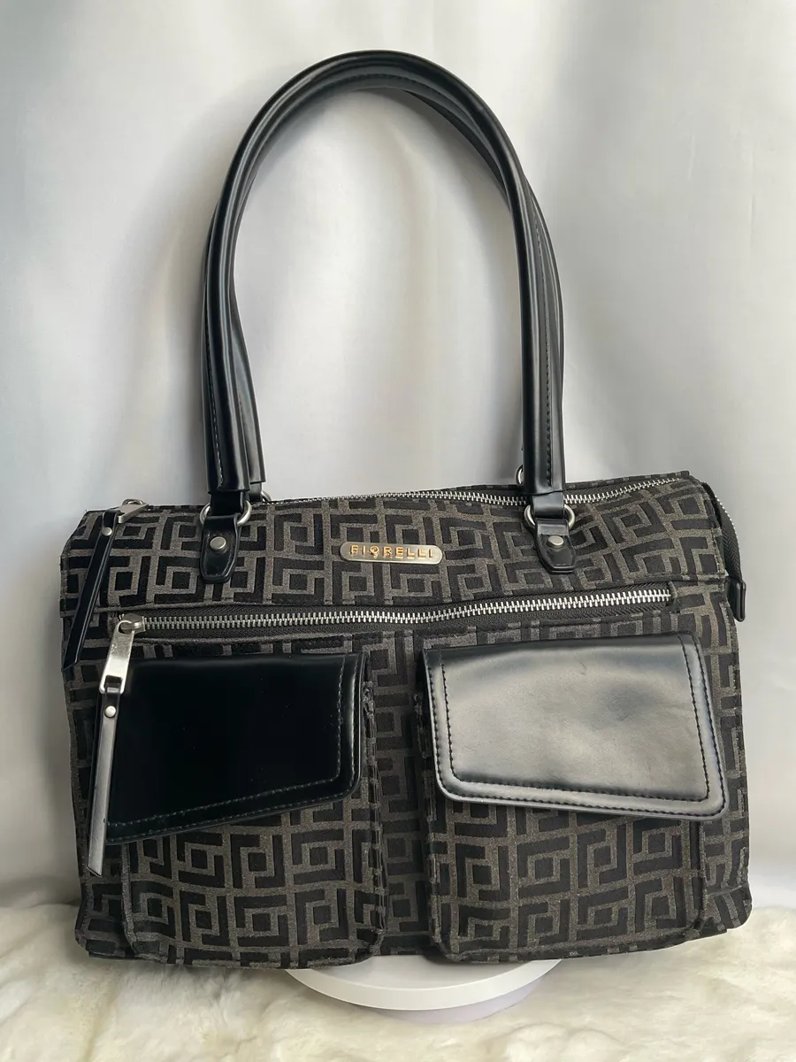 Fiorelli Black & Brown Geometric Pattern Structured Tote Handbag